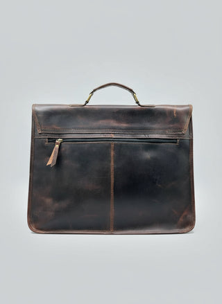 Leather Messenger Bag Briefcase with Leather Handle or Detachable Shoulder Strap.