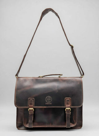 Leather Messenger Bag Briefcase with Leather Handle or Detachable Shoulder Strap.