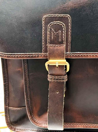 Leather Messenger Bag Briefcase with Leather Handle or Detachable Shoulder Strap.