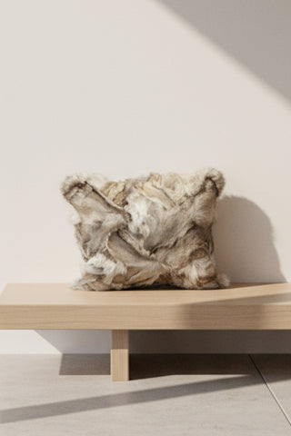 tan fox fur pillow