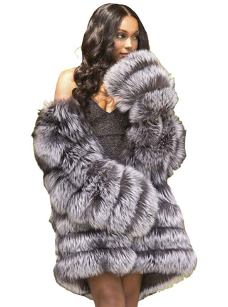 Fox Fur Jacket with Horizontal Pattern.