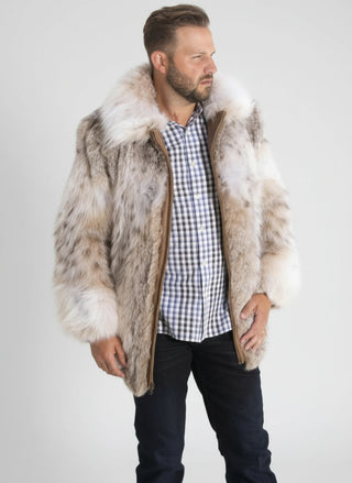 Men's Lynx Fur Bomber Jacket.