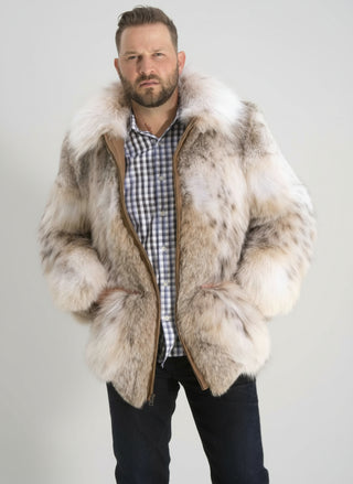 Men's Lynx Fur Bomber Jacket.