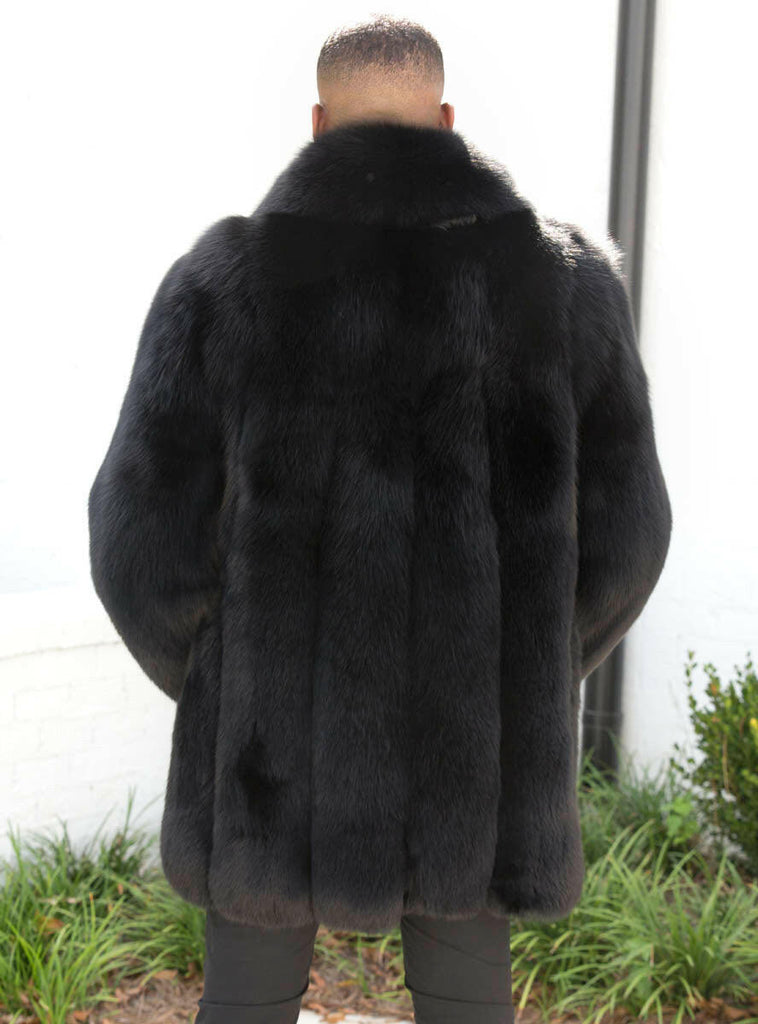 men's black fox fur stroller
