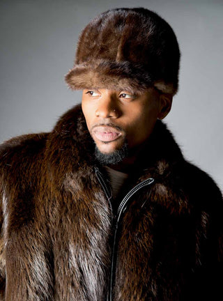 Men's mahogany Mink Fur Baseball Hat.