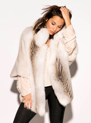Women's Mink Fur Cape with Fox Fur.