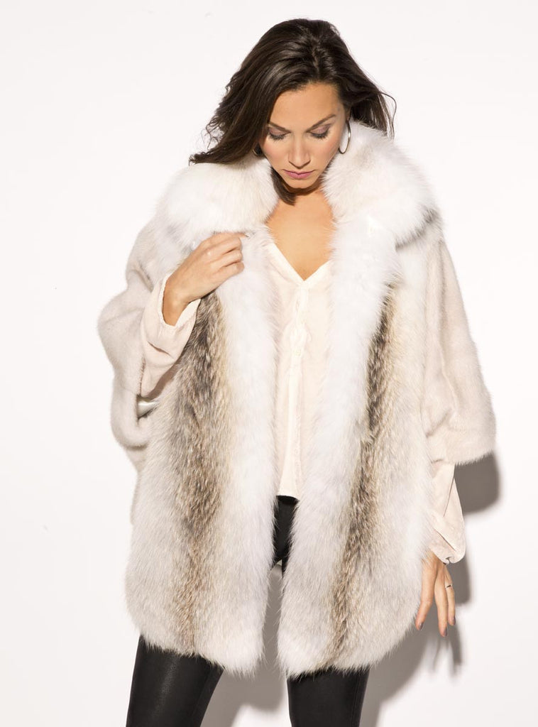 pearl mink cape with golden island fox