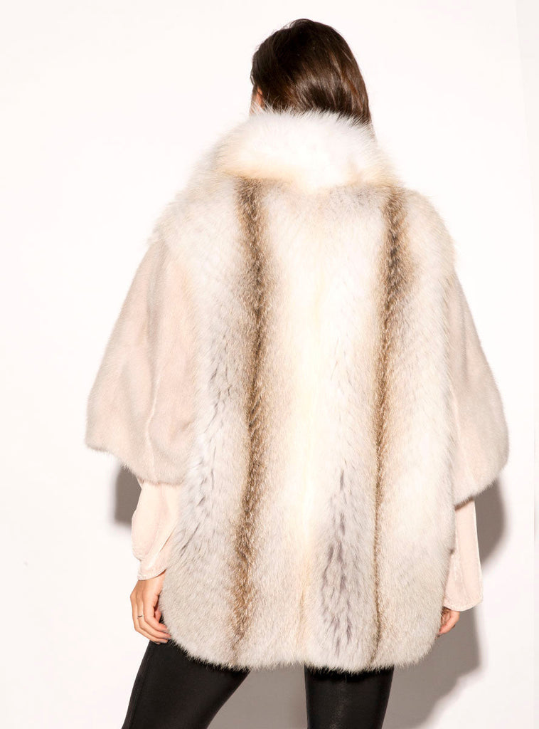 pearl mink cape with golden island fox