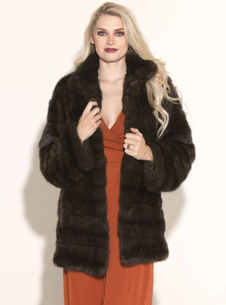 Sable Fur Jacket with Horizontal Pattern.