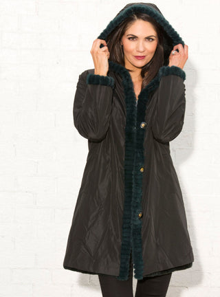 dark green reversible mink stroller with hood