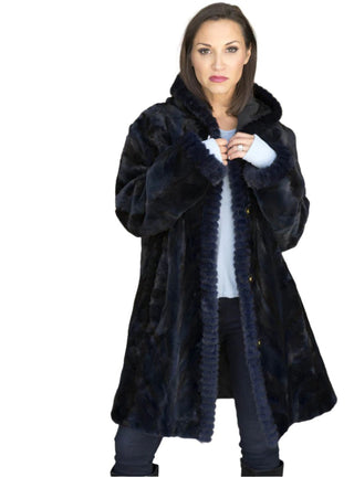 Sheared Reversible Mink Fur Stroller with Hood and All Weather Lining.