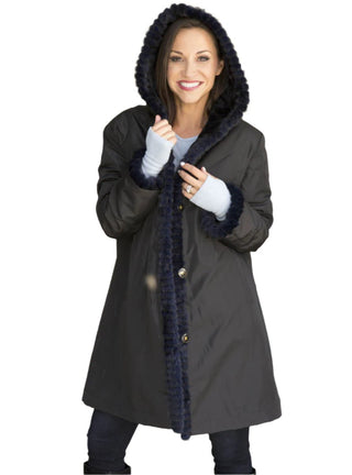 Sheared Reversible Mink Fur Stroller with Hood and All Weather Lining.