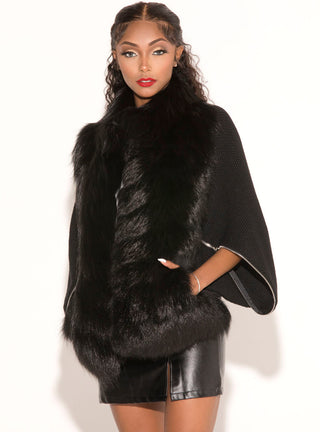 Fox Fur Jacket with Zip Sweater Sleeves & Down-Filled Back.