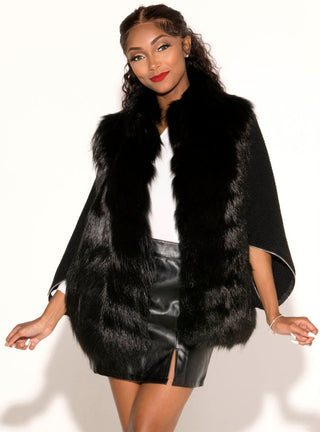 Fox Fur Jacket with Zip Sweater Sleeves & Down-Filled Back.
