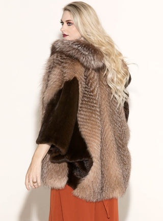 Women's Mink Fur Cape with Fox Fur.