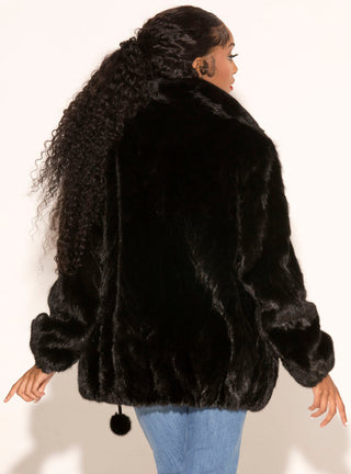 Mink Fur Bomber Jacket with Zip Front.