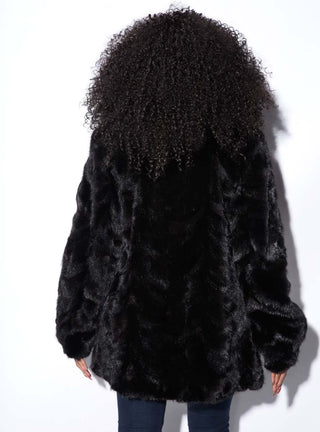 Mink Fur Jacket with Shawl Collar & Bracelet Cuffs.
