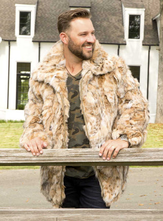 Men's Lynx Bobcat Fur Bomber Jacket.