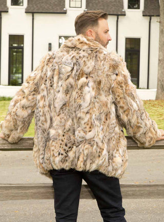 Men's Lynx Bobcat Fur Bomber Jacket.