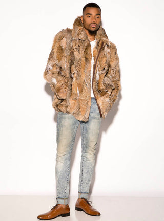 Men's Lynx Bobcat Fur Bomber Jacket.