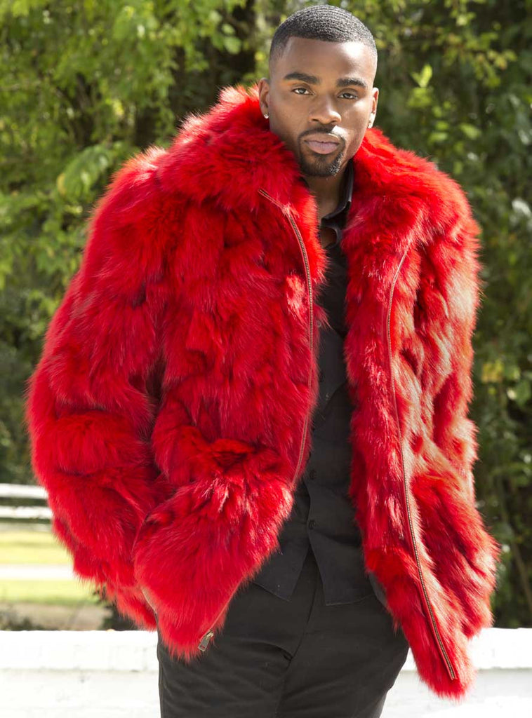 men's red fox fur jacket