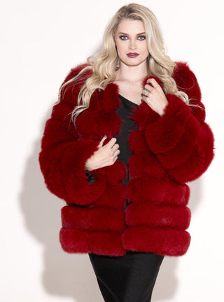 Fox Fur Jacket with Horizontal Pattern.