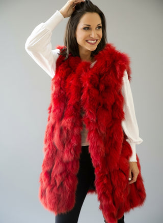 Women's Long Fox Fur Vest.