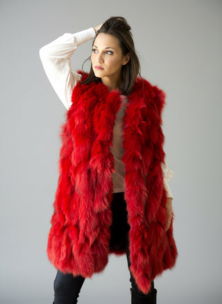 Women's Long Fox Fur Vest.
