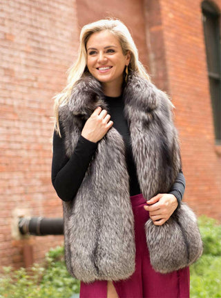 Silver Full Skin Fox Fur Vest.
