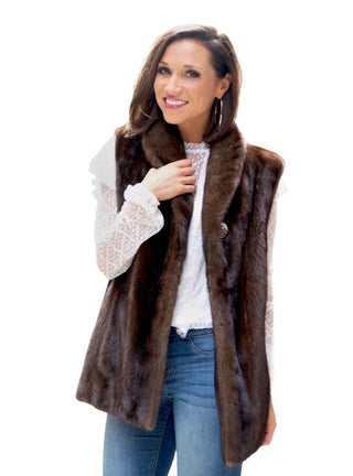 demi buff Mink Fur Vest with Shawl Collar