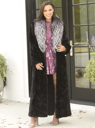 Mink Fur Coat with Fox Fur Collar.