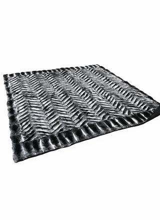USA Made Chevron Chinchilla Fur Blanket.