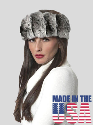 Custom Made Natural Chinchilla Fur Headband.