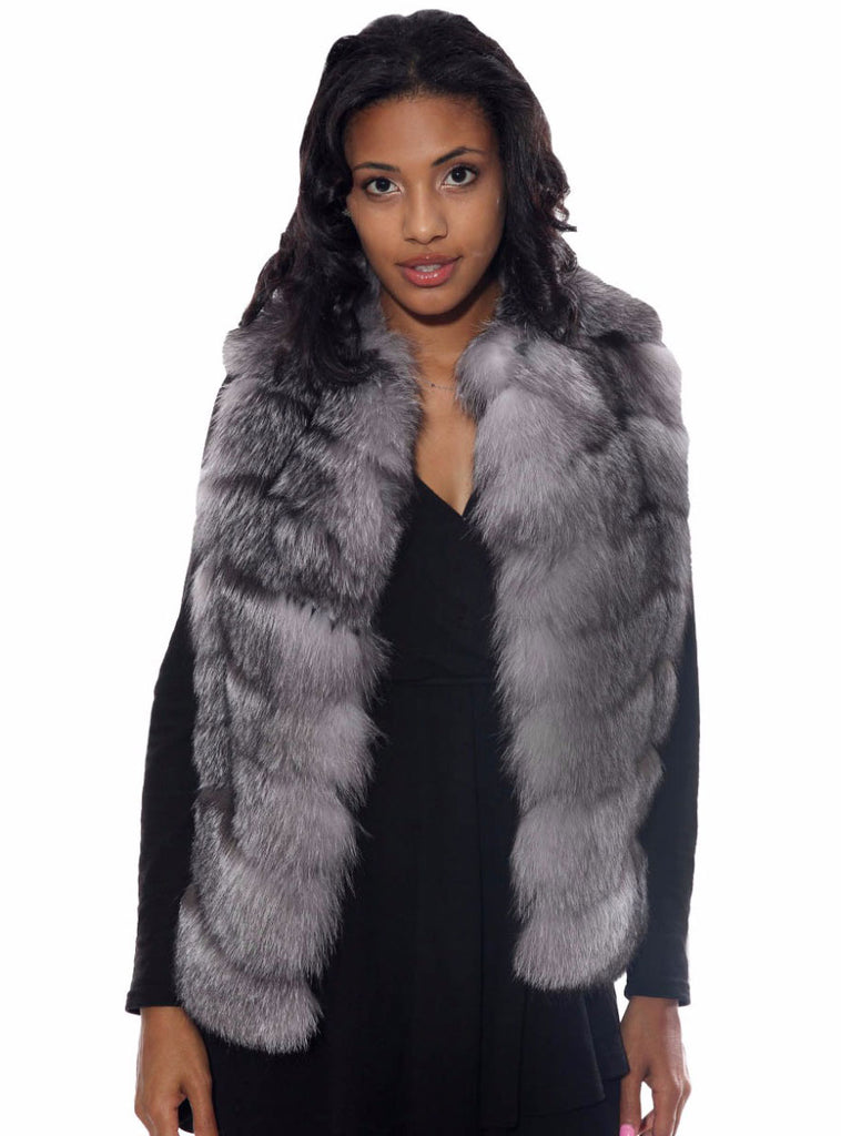 Women's Fox Fur Vest, Silver Fox
