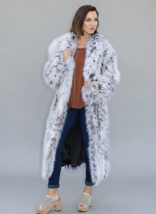 Custom Made Cat Lynx Belly Fur Coat.