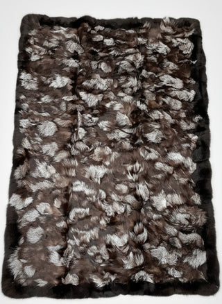 Silver Fox Fur Blanket with Black Fox Fur Trim.