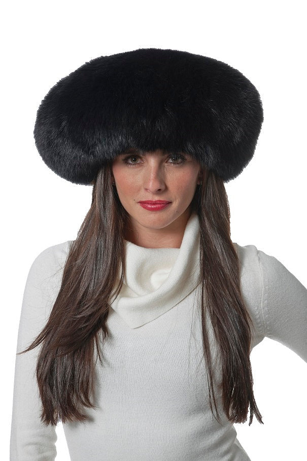 Ranch Mink Fur Hat with Black Fox Fur Trim