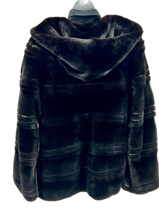 Blackglama Natural Ranch & White Mink Fur Jacket with Hood.
