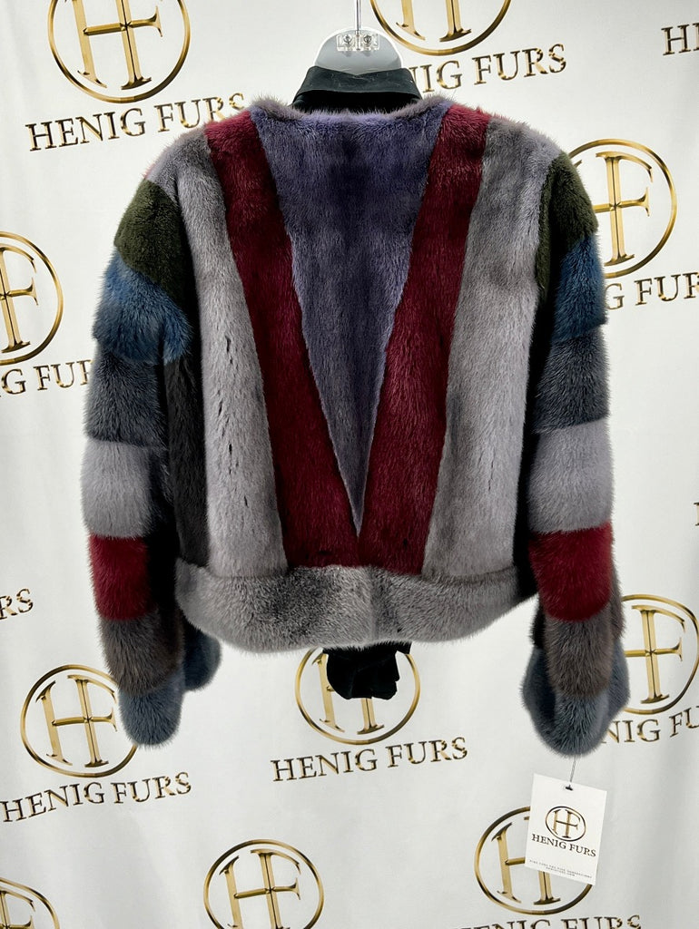 fur clearance - multicolor mink fur bolero jacket