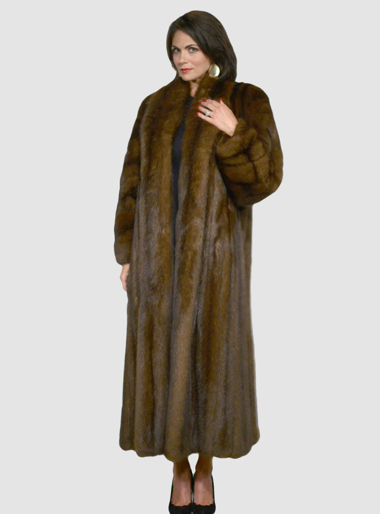 Women's Russian Sable Fur Coat with Shawl Collar