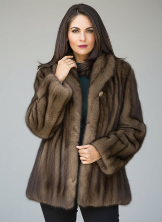 Russian Sable Fur Jacket with Shawl Collar.