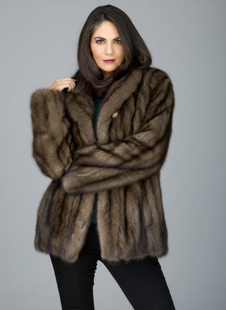 Russian Sable Fur Jacket with Shawl Collar.