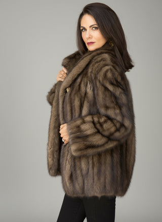 Russian Sable Fur Jacket with Shawl Collar.