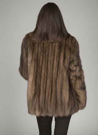 Russian Sable Fur Jacket with Shawl Collar.