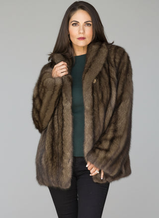 Russian Sable Fur Jacket with Shawl Collar.