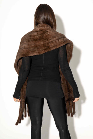 demi buff knitted mink fur shawl