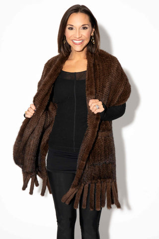 demi buff knitted mink fur shawl