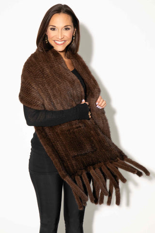 demi buff knitted mink fur shawl