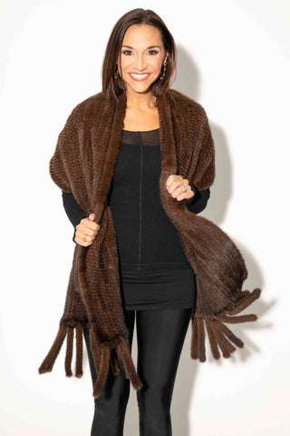demi buff knitted mink fur shawl