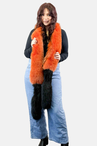 orange and black fox fur fling